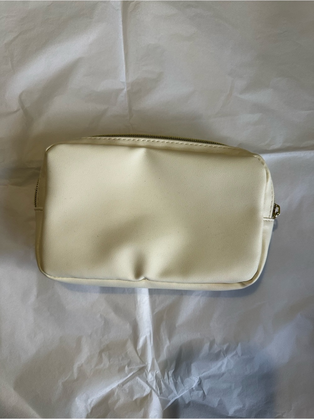 Cream Women's Zip Pouch Bag with Gold Hardware